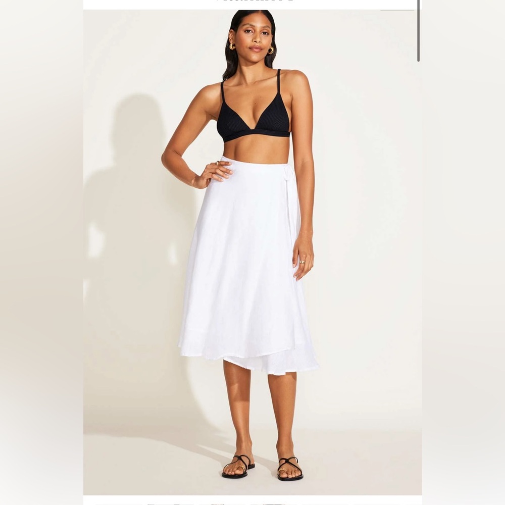 Vitamin A Lana Linen Wrap Skirt White EcoLinen Designer Woman's M